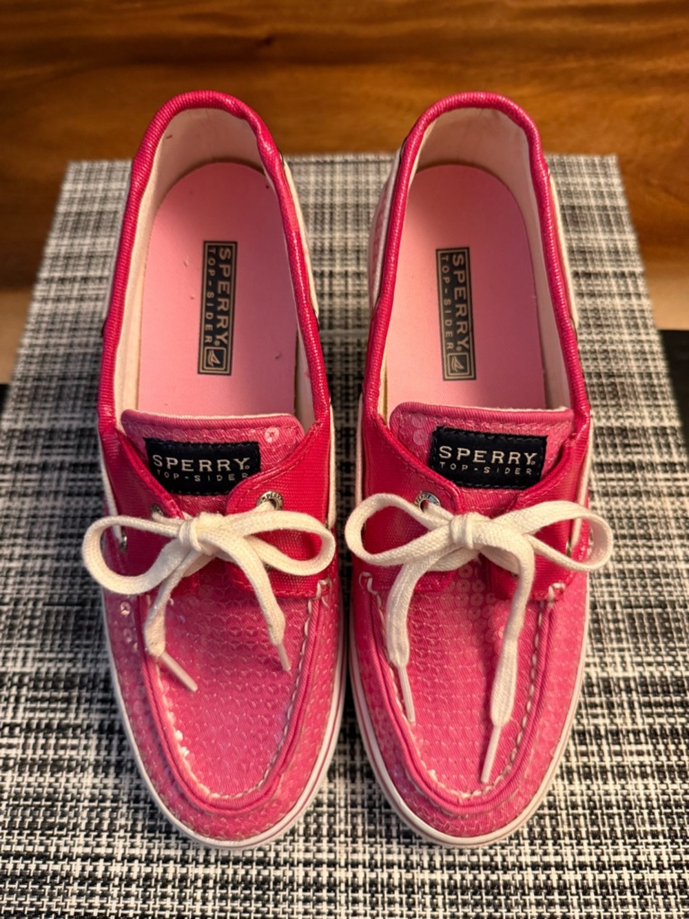 Sperry Top-Sider 💖 Pink Sparkle Boat Shoes Size 7.5 Nautical Chic - Picture 2 of 7